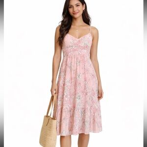 NWT Hem & Thread Peach Floral Dress Sz S